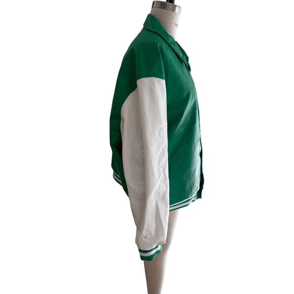 Boston Celtics NBA Ultra Game 3XL Faux Leather Varsity Jacket Green White - Picture 4 of 6